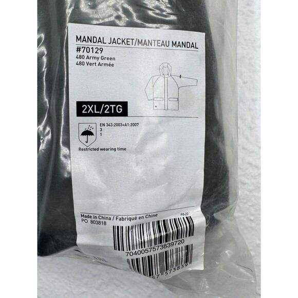 Helly Hansen Mandal Jacket Mens 2XL Army Green Hooded Workwear Warm Dry NEW - Picture 2 of 3